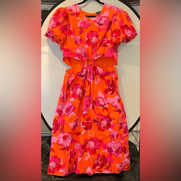 Scoop NYC Other - Scoop NYC Orange Off the Shoulder Tie Front Dress